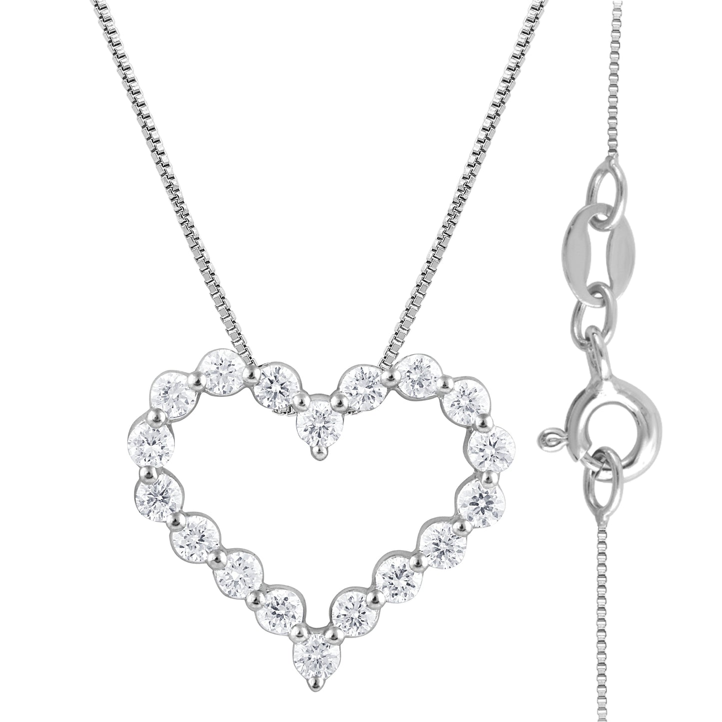 Ashley Stewart 0.25 Carat Heart Lab Grown Diamond Pendant Necklace In Sterling Silver