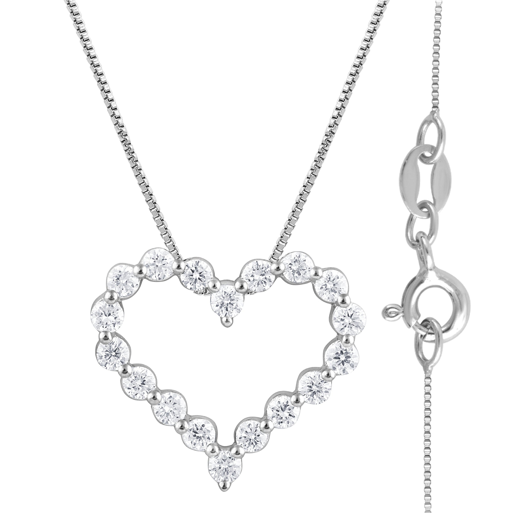 Ashley Stewart 0.25 Carat Heart Lab Grown Diamond Pendant Necklace In Sterling Silver
