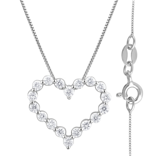 Ashley Stewart 0.25 Carat Heart Lab Grown Diamond Pendant Necklace In Sterling Silver