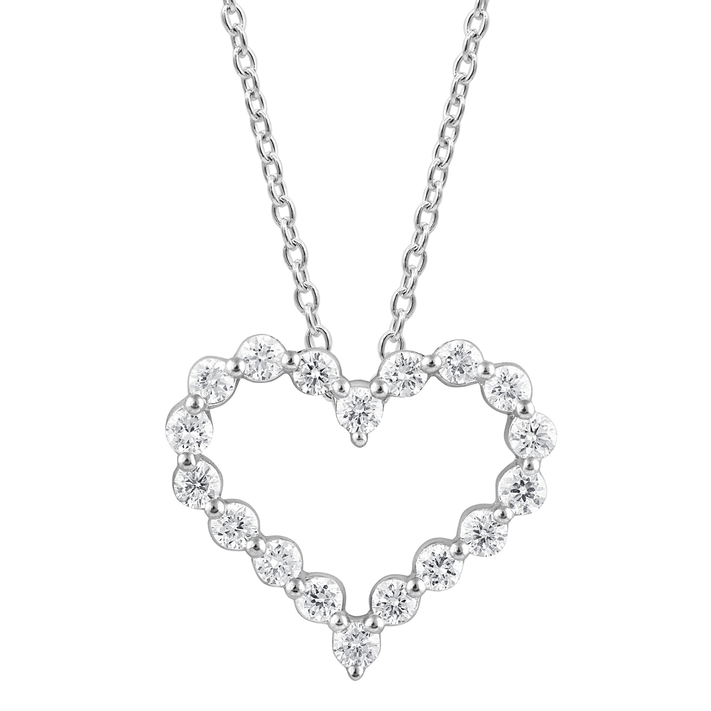 Ashley Stewart 0.25 Carat Heart Lab Grown Diamond Pendant Necklace In Sterling Silver