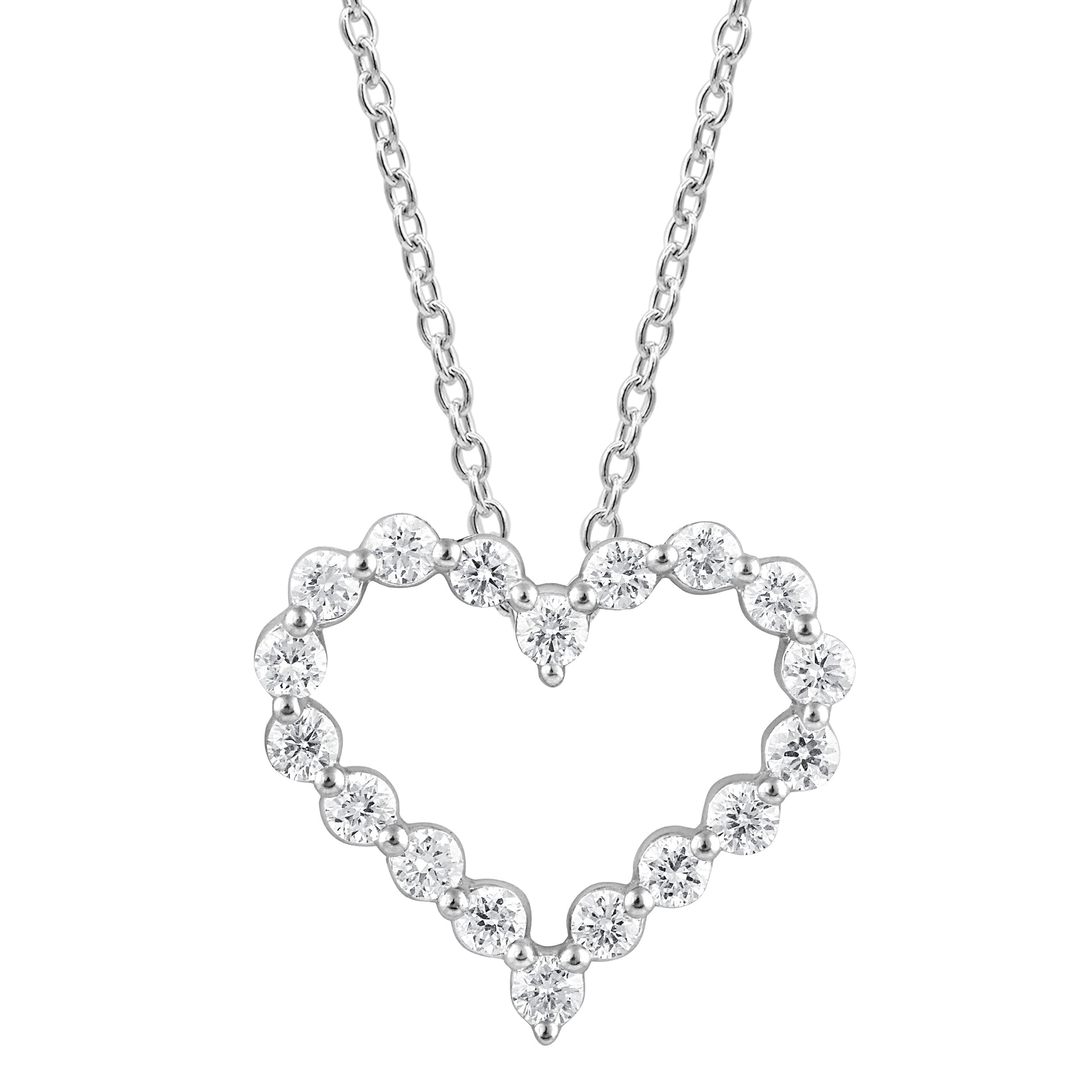 Ashley Stewart 0.25 Carat Heart Lab Grown Diamond Pendant Necklace In Sterling Silver