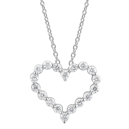Ashley Stewart 0.25 Carat Heart Lab Grown Diamond Pendant Necklace In Sterling Silver