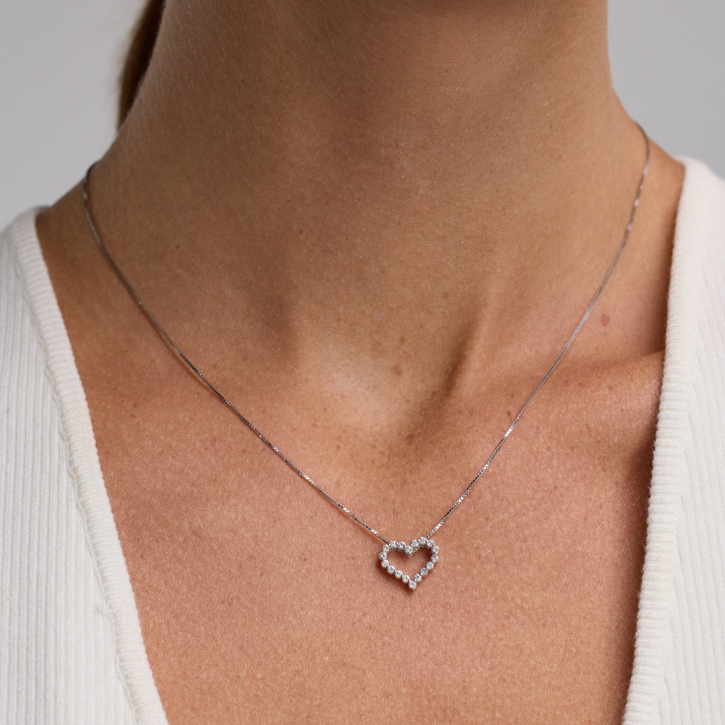 Ashley Stewart 0.25 Carat Heart Lab Grown Diamond Pendant Necklace In Sterling Silver