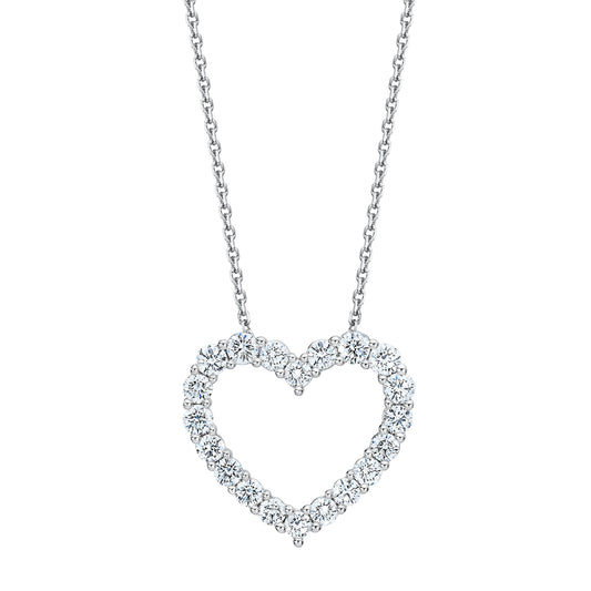 Ashley Stewart 1 Carat Lab Grown Sterling Silver Diamond Heart Pendant Necklace