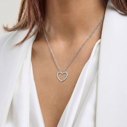 Ashley Stewart 1 Carat Lab Grown Sterling Silver Diamond Heart Pendant Necklace