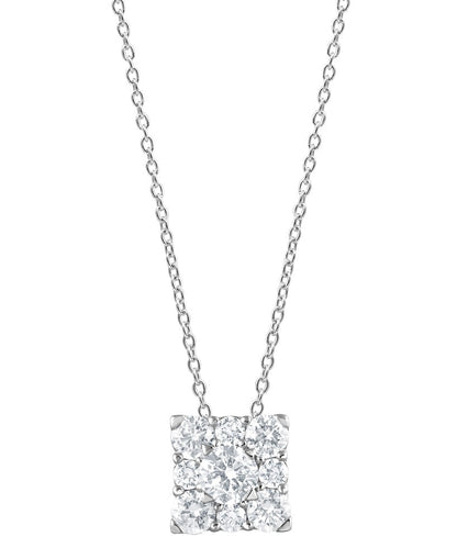 Ashley Stewart 1 Carat Lab Grown Square Cluster Diamond Pendant Necklace In Sterling
