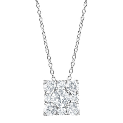 Ashley Stewart 1 Carat Lab Grown Square Cluster Diamond Pendant Necklace In Sterling