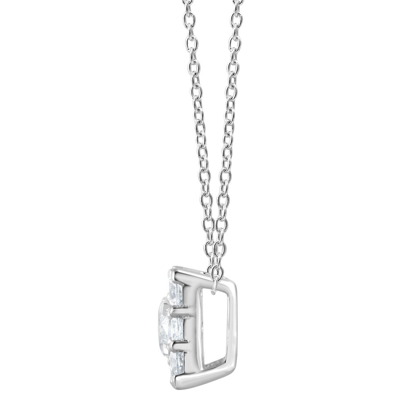 Ashley Stewart 1 Carat Lab Grown Square Cluster Diamond Pendant Necklace In Sterling