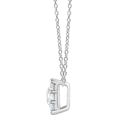 Ashley Stewart 1 Carat Lab Grown Square Cluster Diamond Pendant Necklace In Sterling