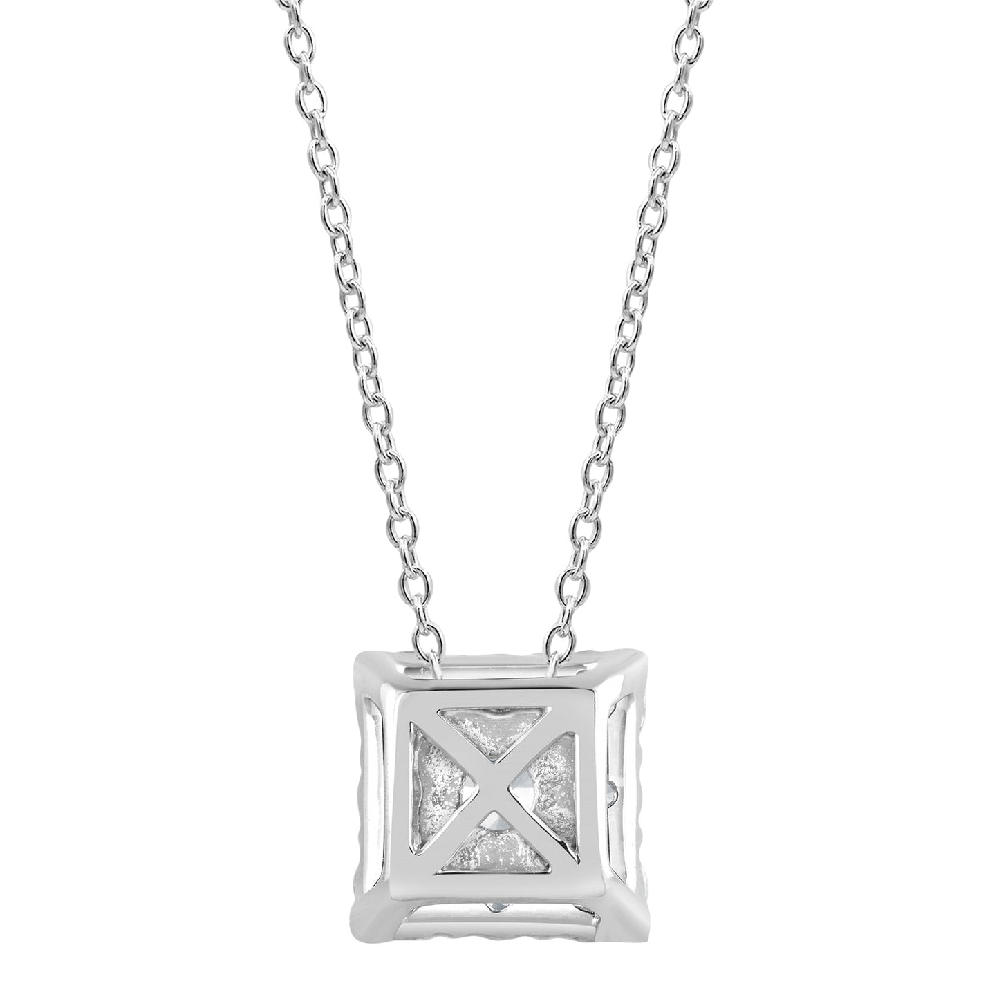 Ashley Stewart 1 Carat Lab Grown Square Cluster Diamond Pendant Necklace In Sterling