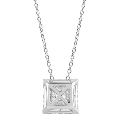 Ashley Stewart 1 Carat Lab Grown Square Cluster Diamond Pendant Necklace In Sterling