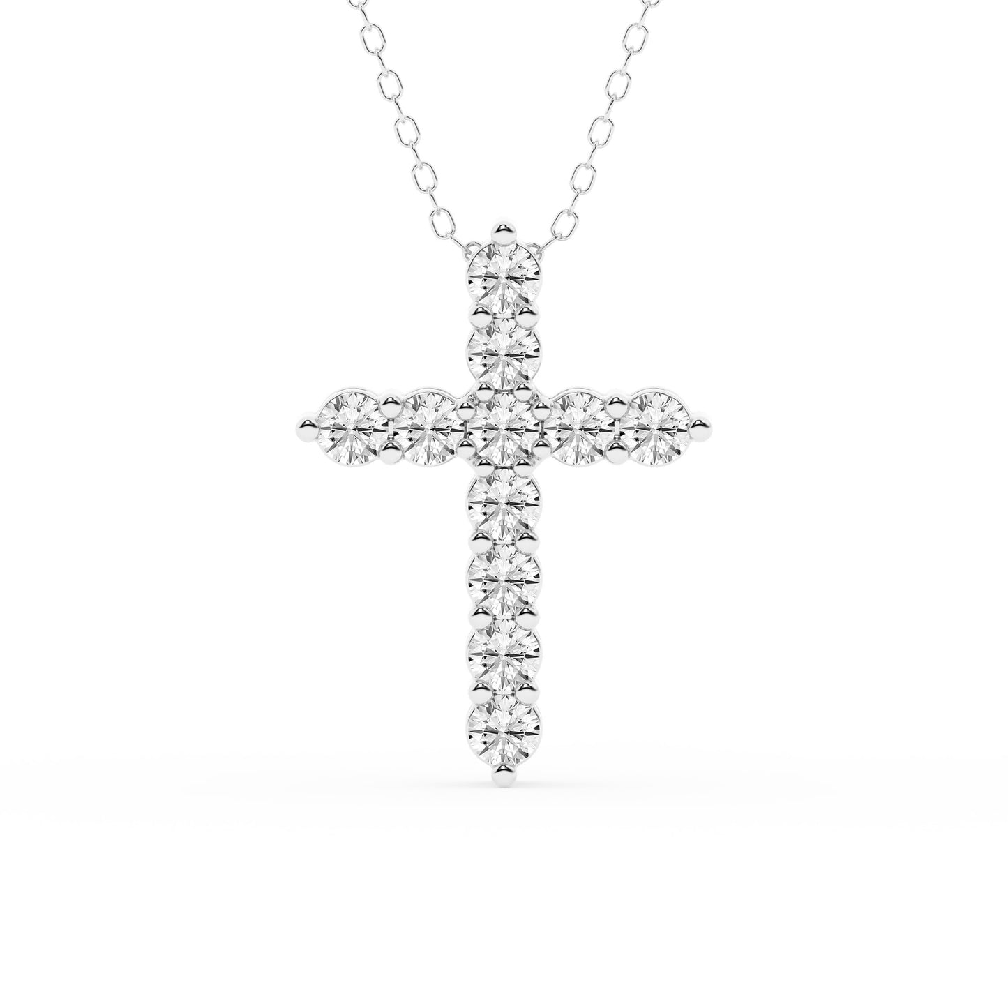 Ashley Stewart 1 Carat Round Lab Grown Diamond Cross Pendant Necklace White