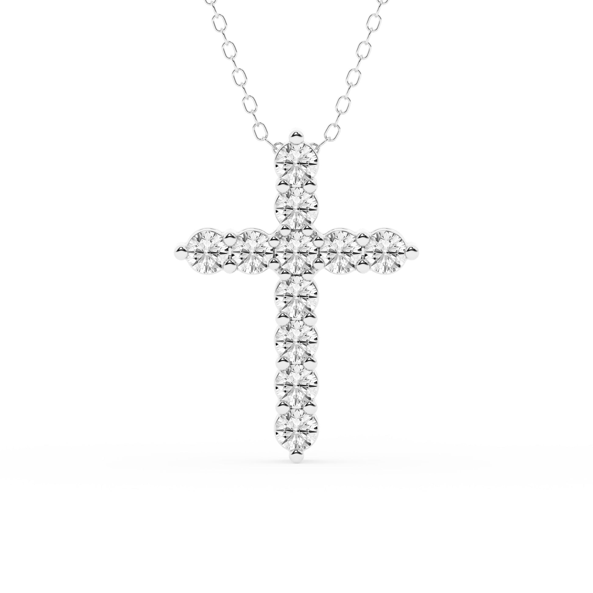 Ashley Stewart 1 Carat Round Lab Grown Diamond Cross Pendant Necklace White