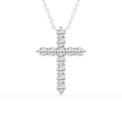 Ashley Stewart 1 Carat Round Lab Grown Diamond Cross Pendant Necklace White