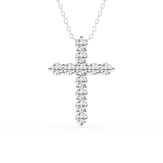 Ashley Stewart 1 Carat Round Lab Grown Diamond Cross Pendant Necklace White
