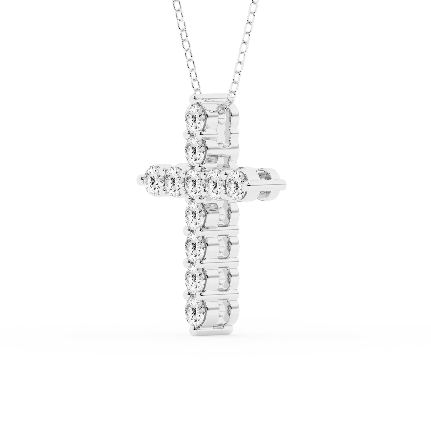 Ashley Stewart 1 Carat Round Lab Grown Diamond Cross Pendant Necklace White