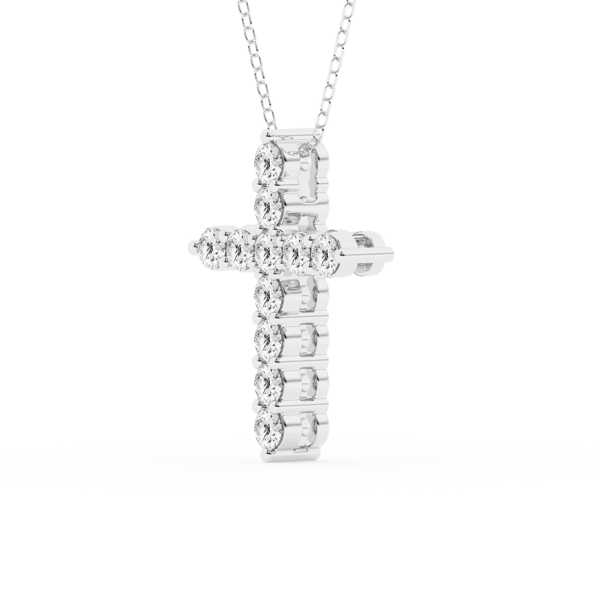Ashley Stewart 1 Carat Round Lab Grown Diamond Cross Pendant Necklace White