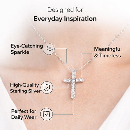 Ashley Stewart 1 Carat Round Lab Grown Diamond Cross Pendant Necklace White