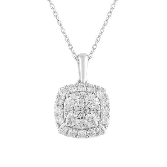 Ashley Stewart 1 Carat Lab Grown Sterling Silver Halo Diamond Pendant Necklace