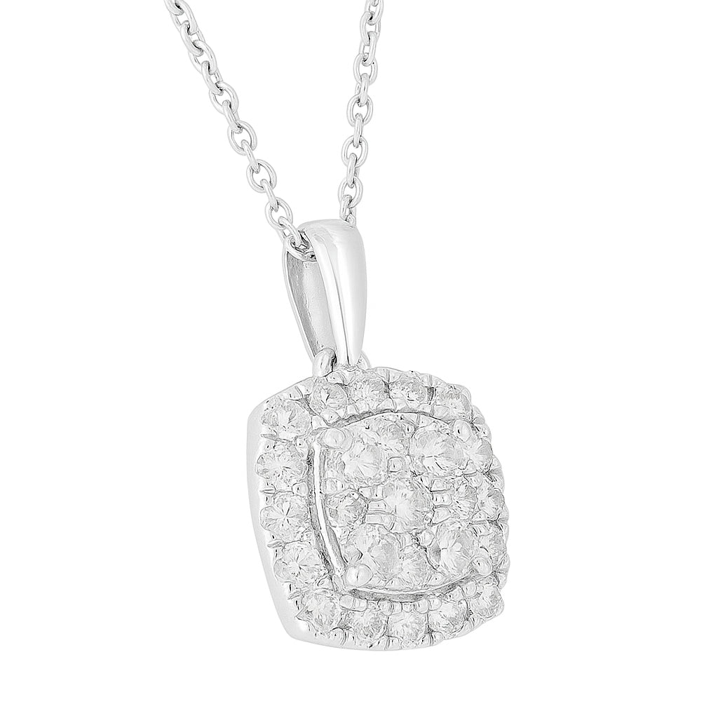Ashley Stewart 1 Carat Lab Grown Sterling Silver Halo Diamond Pendant Necklace