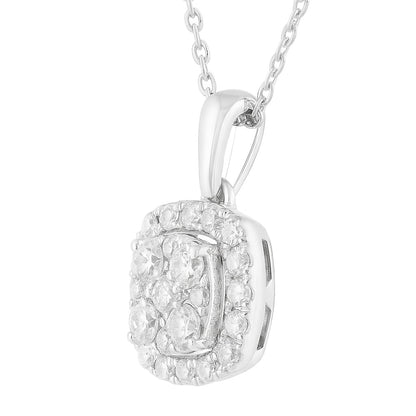 Ashley Stewart 1 Carat Lab Grown Sterling Silver Halo Diamond Pendant Necklace