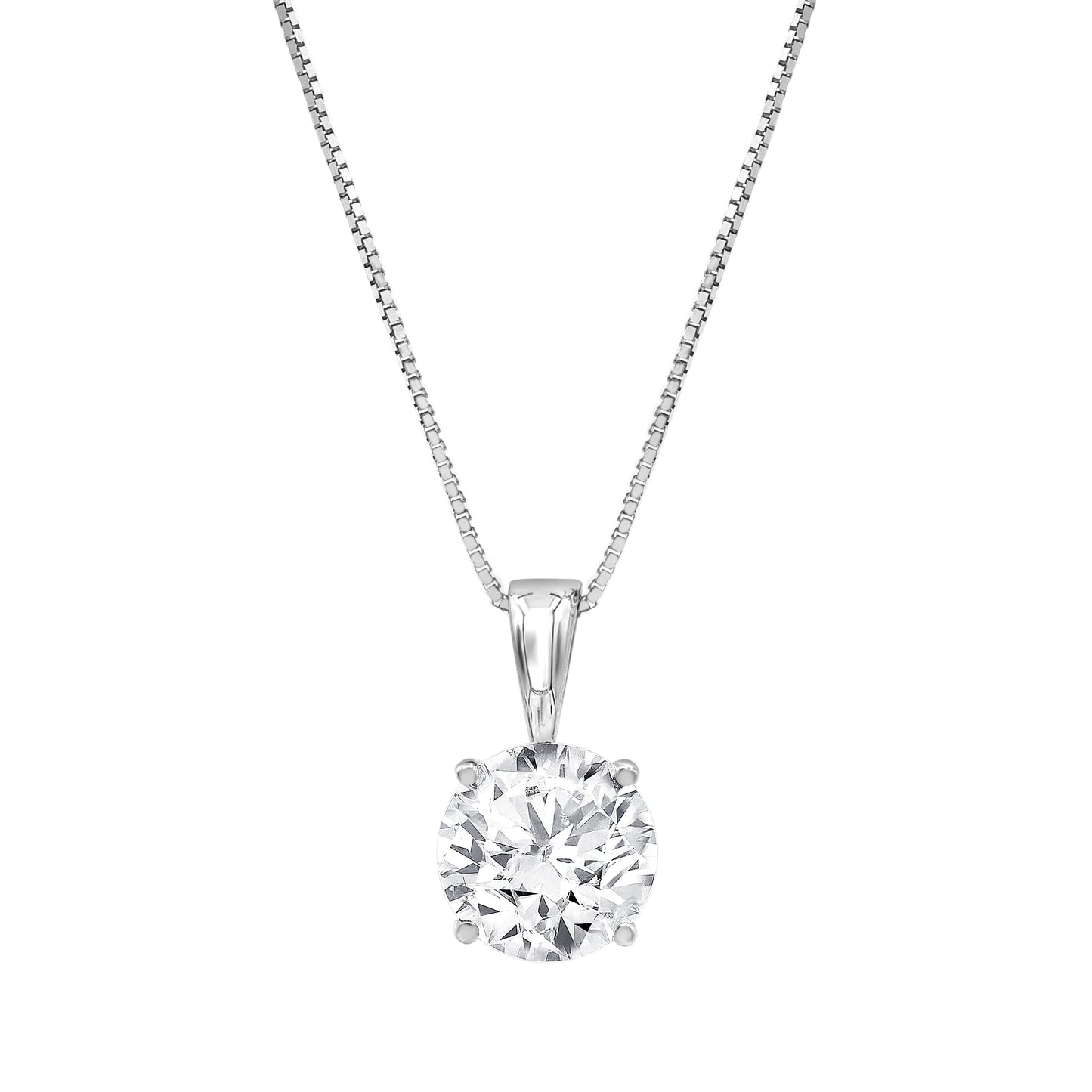 Ashley Stewart 0.75 Carat Lab Grown Round Solitaire Diamond Pendant Necklace In Sterl