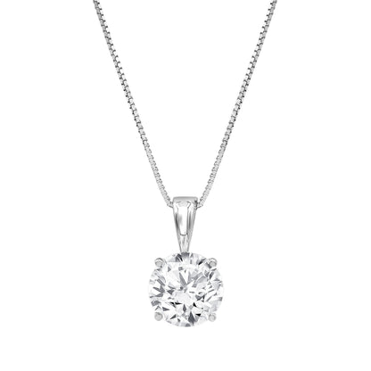 Ashley Stewart 0.75 Carat Lab Grown Round Solitaire Diamond Pendant Necklace In Sterl