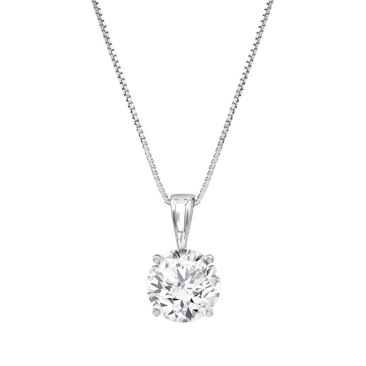 Ashley Stewart 0.75 Carat Lab Grown Round Solitaire Diamond Pendant Necklace In Sterl
