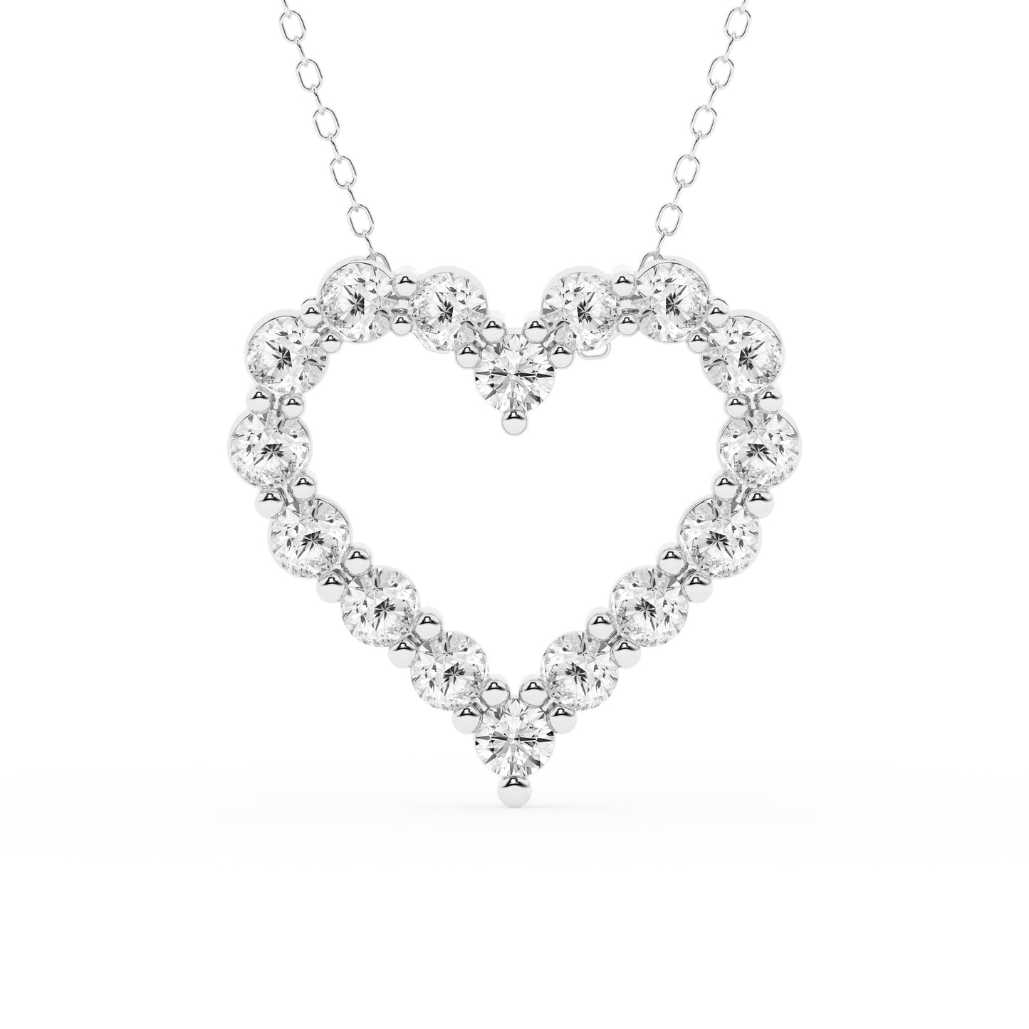 Ashley Stewart 2 Carat Round Lab Grown Diamond Heart Pendant Necklace In Sterling Sil White