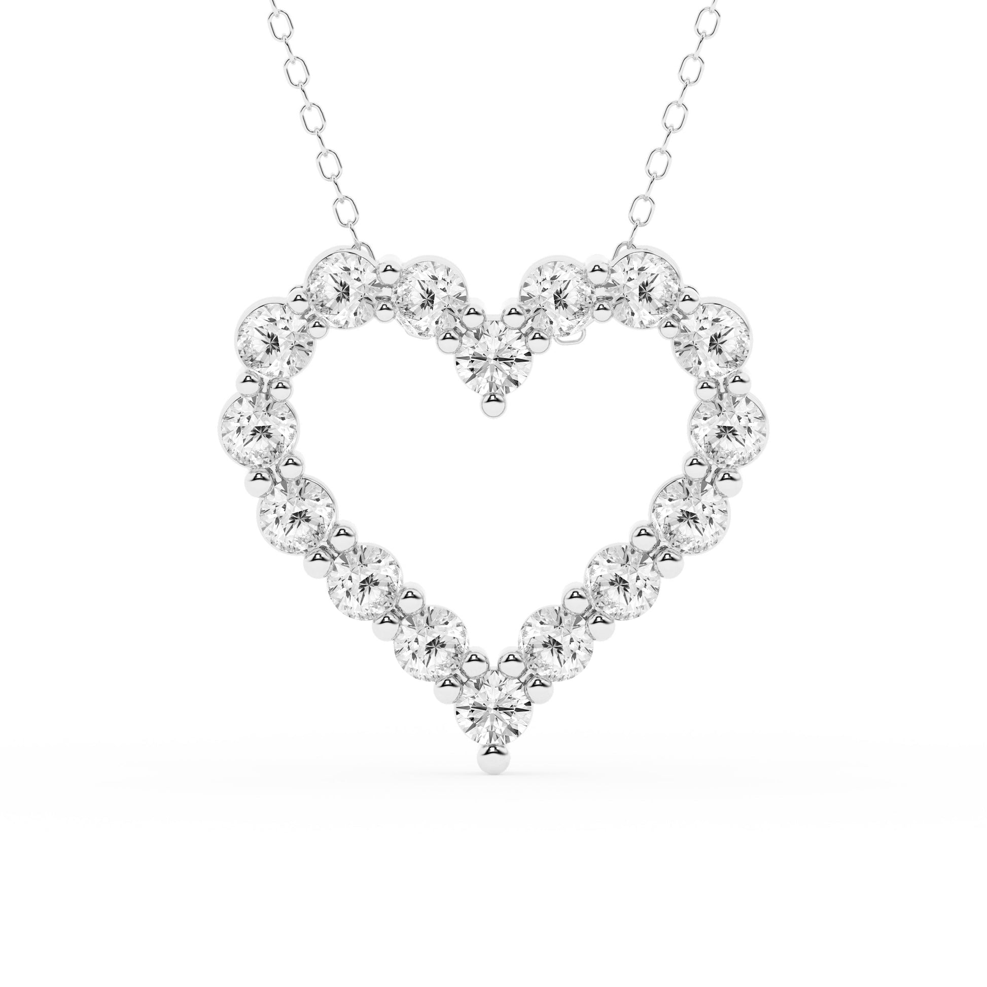 Ashley Stewart 2 Carat Round Lab Grown Diamond Heart Pendant Necklace In Sterling Sil White