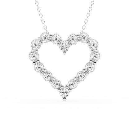 Ashley Stewart 2 Carat Round Lab Grown Diamond Heart Pendant Necklace In Sterling Sil White