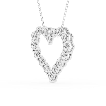 Ashley Stewart 2 Carat Round Lab Grown Diamond Heart Pendant Necklace In Sterling Sil White