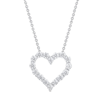 Ashley Stewart 2 Carat Round Lab Grown Diamond Heart Pendant Necklace In Sterling Sil White