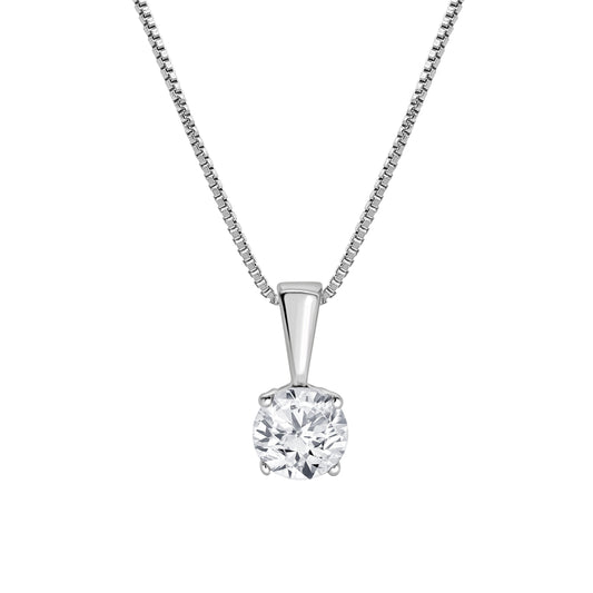 Ashley Stewart 0.60 Carat Lab Grown Round Solitaire Diamond Pendant Necklace In Sterl