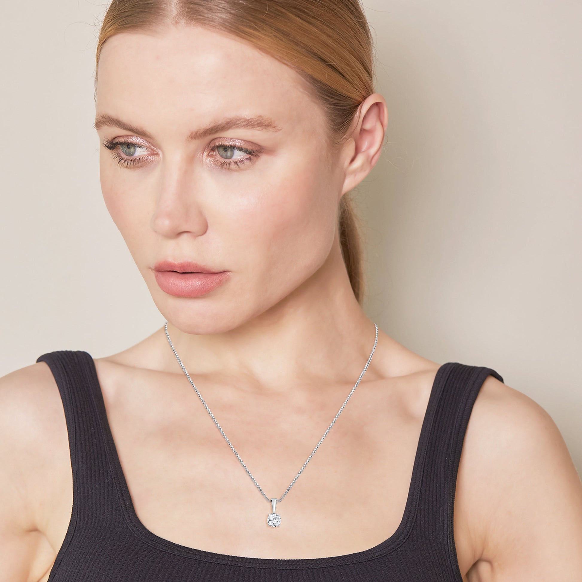 Ashley Stewart 0.60 Carat Lab Grown Round Solitaire Diamond Pendant Necklace In Sterl