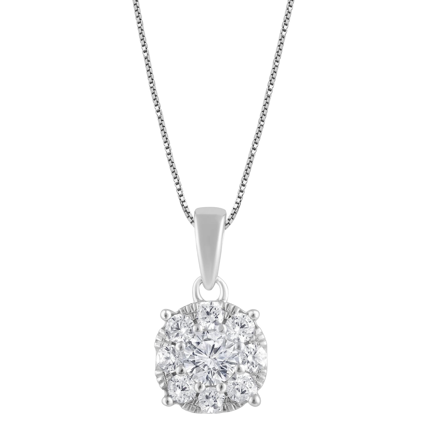 Ashley Stewart 0.50 Carat Lab Grown Round Cluster Diamond Pendant Sterling Silver Nec