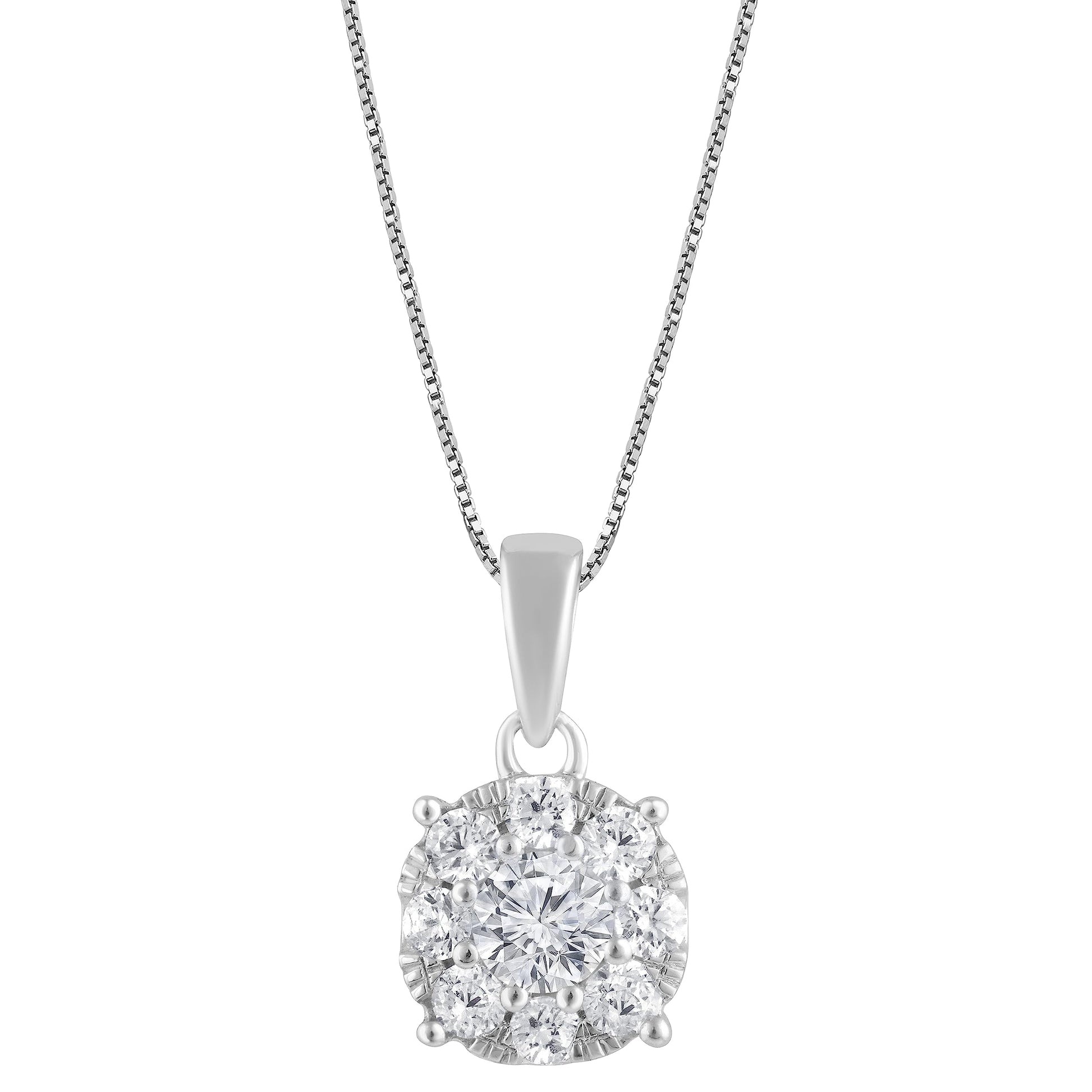 Ashley Stewart 0.50 Carat Lab Grown Round Cluster Diamond Pendant Sterling Silver Nec