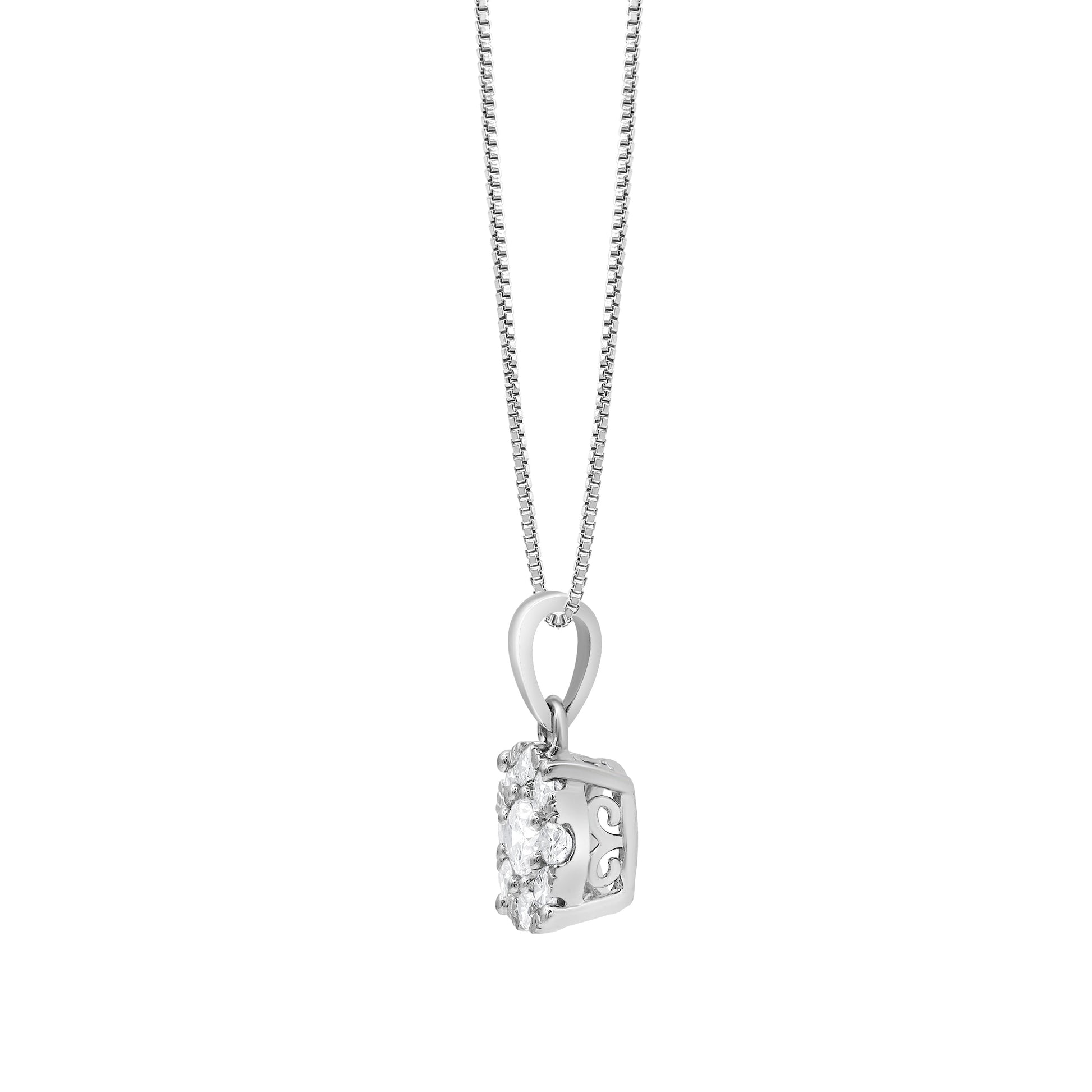 Ashley Stewart 0.50 Carat Lab Grown Round Cluster Diamond Pendant Sterling Silver Nec