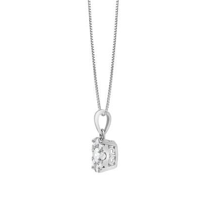 Ashley Stewart 0.50 Carat Lab Grown Round Cluster Diamond Pendant Sterling Silver Nec
