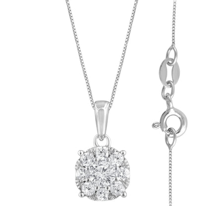 Ashley Stewart 0.50 Carat Lab Grown Round Cluster Diamond Pendant Sterling Silver Nec