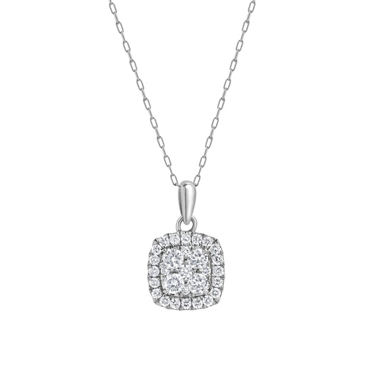 Ashley Stewart 0.50 Carat Lab Grown Round Halo Diamond Pendant Necklace In Sterling S
