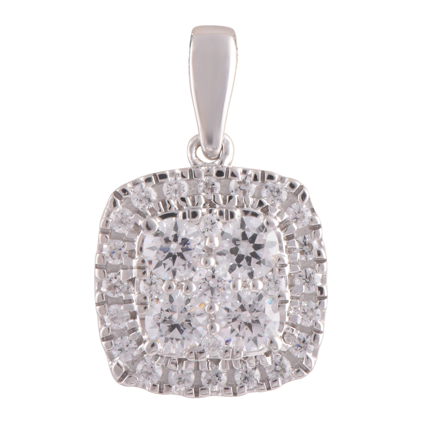 Ashley Stewart 0.50 Carat Lab Grown Round Halo Diamond Pendant Necklace In Sterling S
