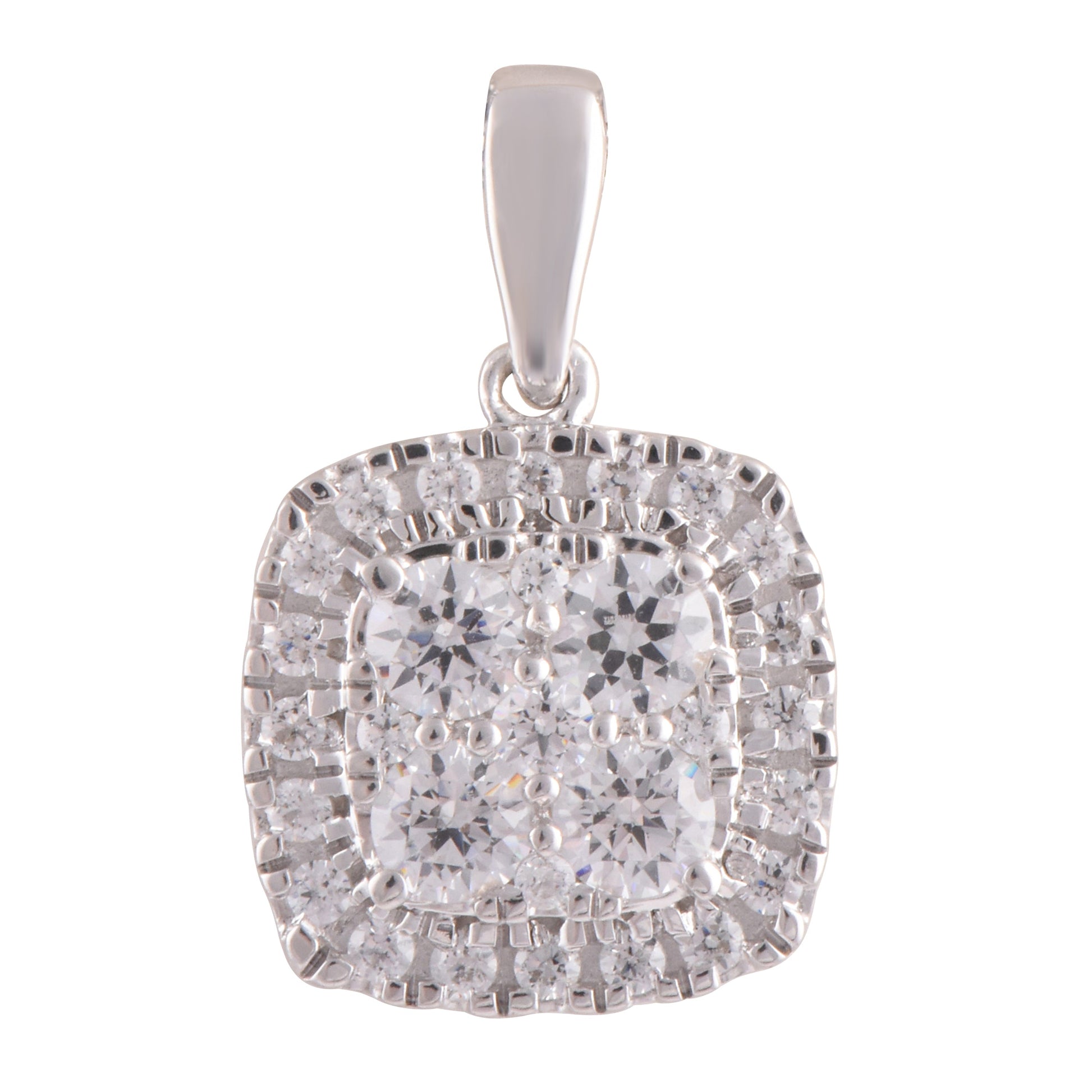 Ashley Stewart 0.50 Carat Lab Grown Round Halo Diamond Pendant Necklace In Sterling S