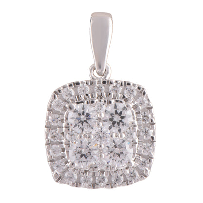 Ashley Stewart 0.50 Carat Lab Grown Round Halo Diamond Pendant Necklace In Sterling S