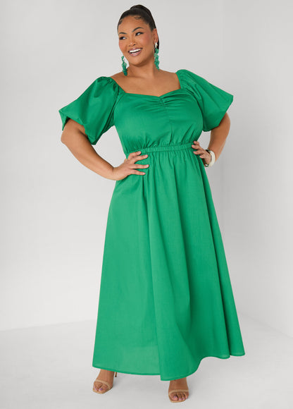 Ashley Stewart Bubble Sleeved Maxi Dress Victoria Blue