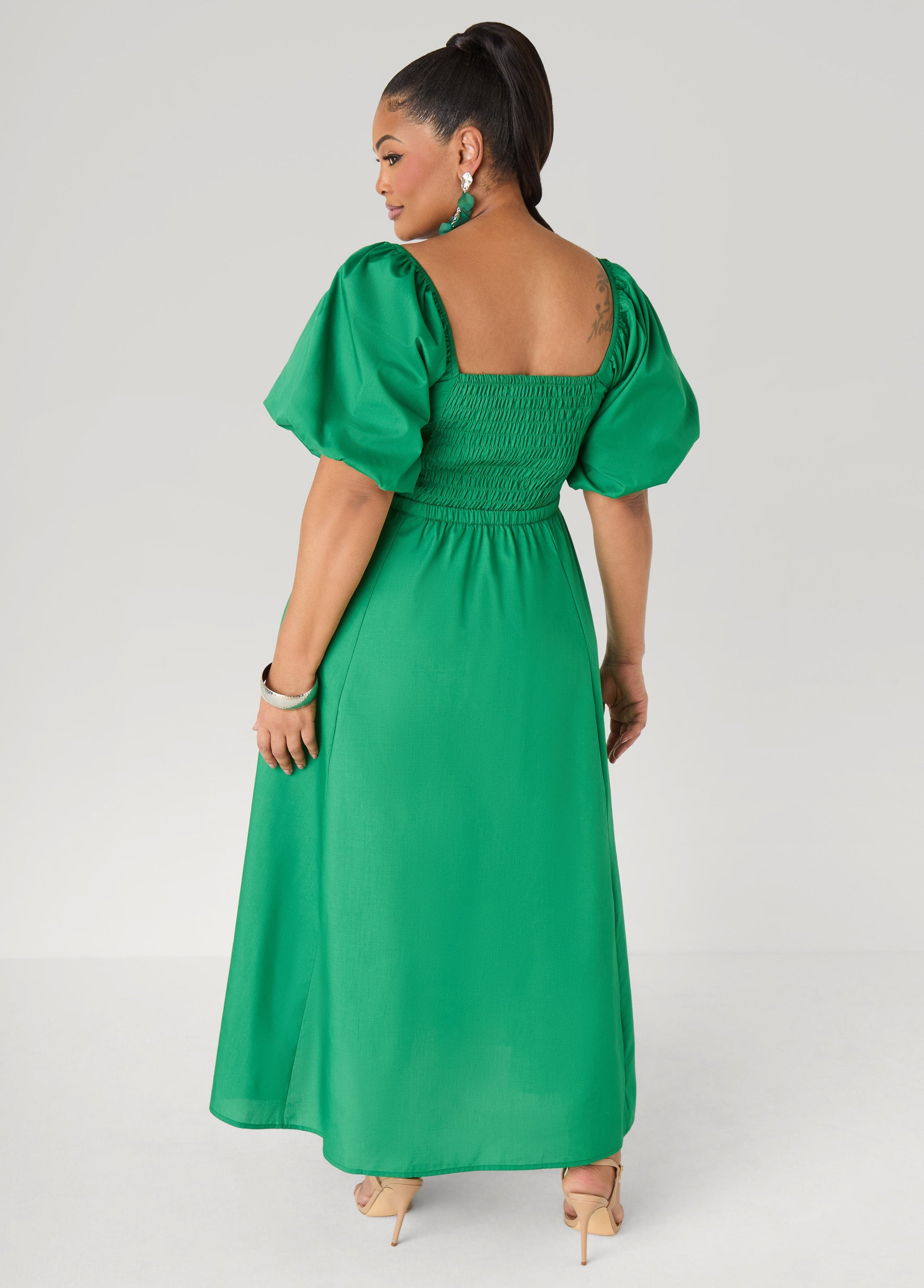 Ashley Stewart Bubble Sleeved Maxi Dress Victoria Blue