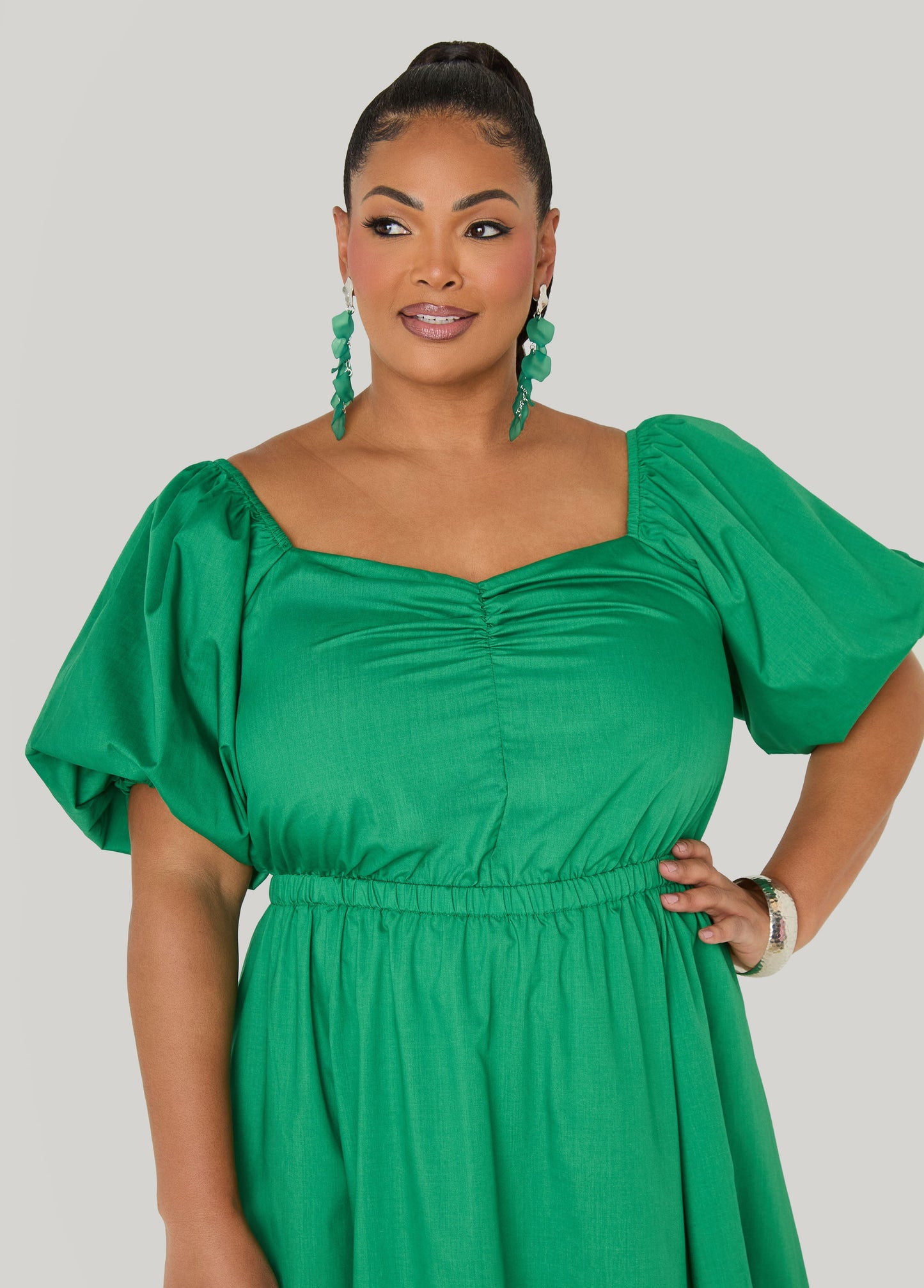 Ashley Stewart Bubble Sleeved Maxi Dress Victoria Blue
