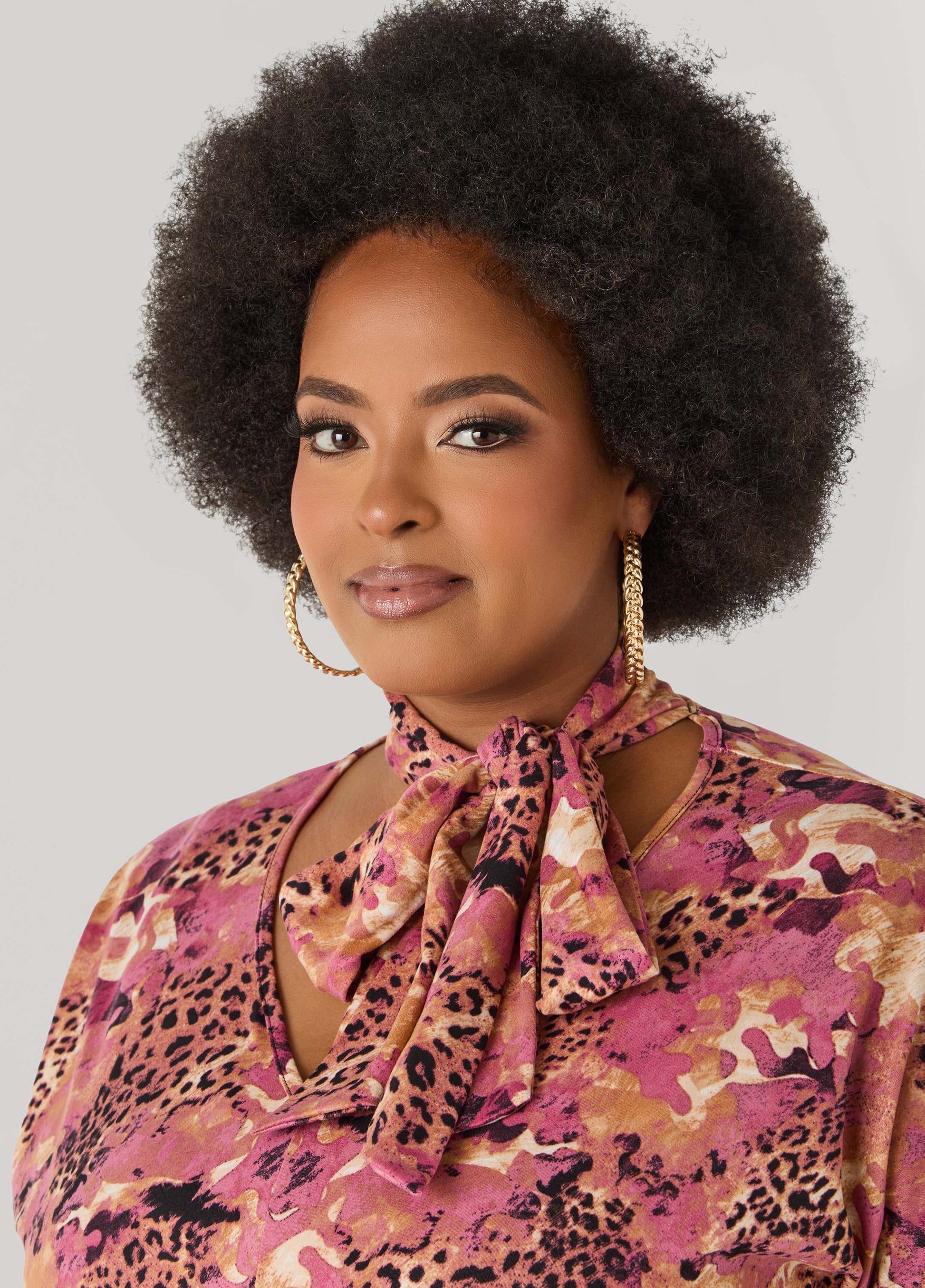 Ashley Stewart Tie Neck Printed Midaxi Dress Confetti