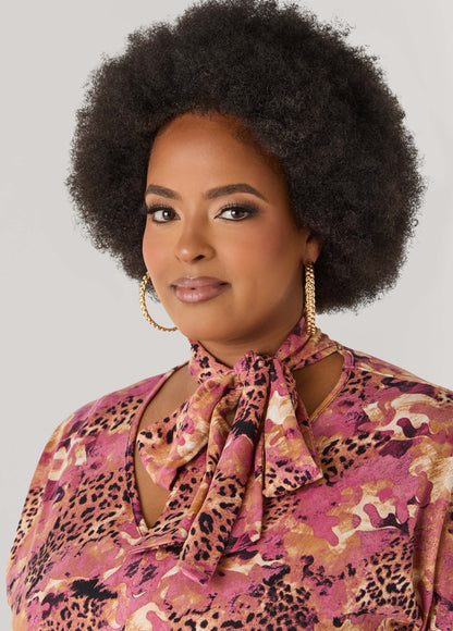 Ashley Stewart Tie Neck Printed Midaxi Dress Confetti