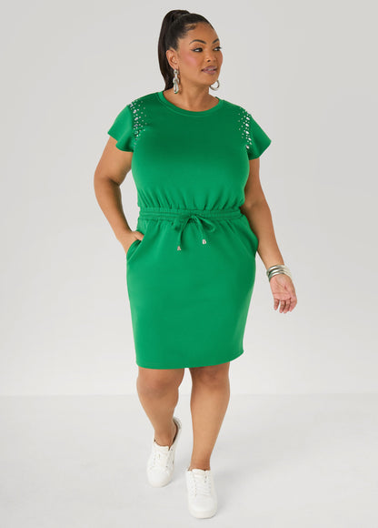 Ashley Stewart Crystal Embellished Sneaker Dress Victoria Blue
